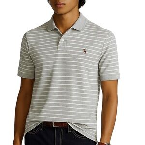 Polo Ralph Lauren Men’s Gray White Striped Soft Cotton Polo Shirt size Large
